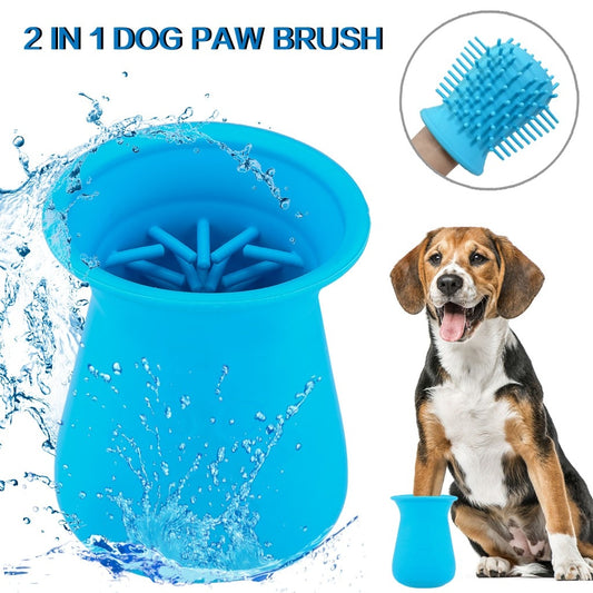 2-in-1 Dog Paw Cleaner & Grooming Brush